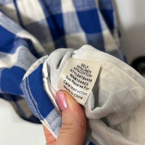 Alter’D State Linen Blue Gingham Dress Size Large - Picture 6 of 7